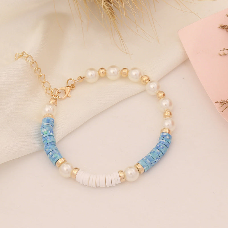 Fashion Multicolor Clay Beads Imitation Pearl Bracelet Set
