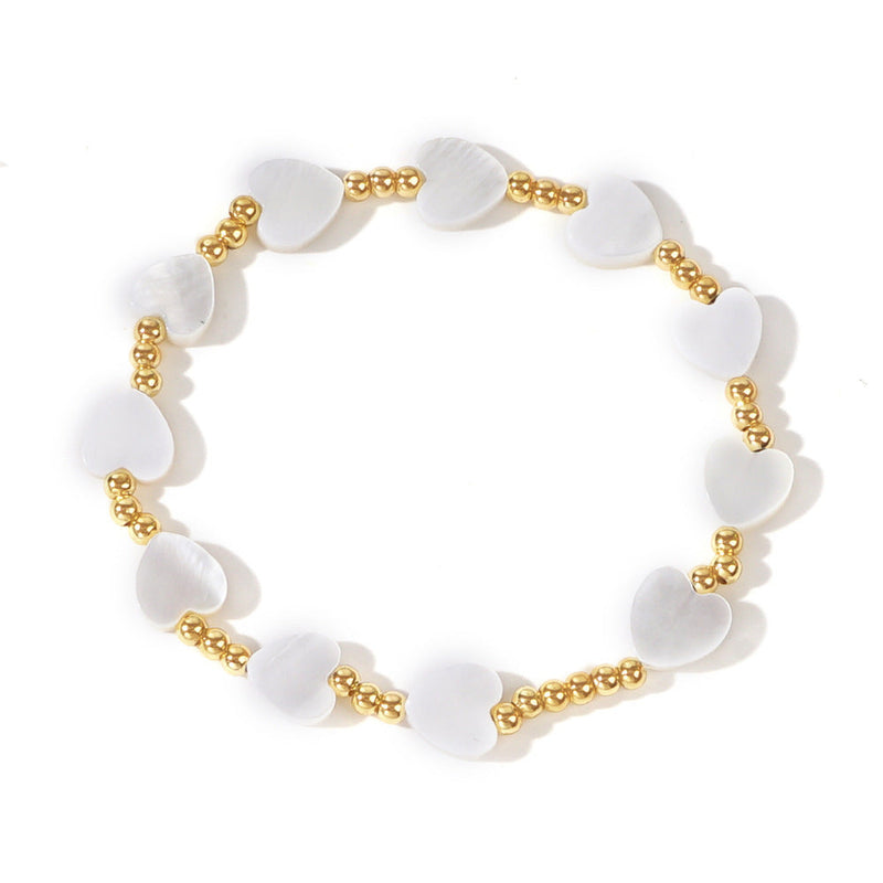 Bohemian Peach Shell Heart Bracelet