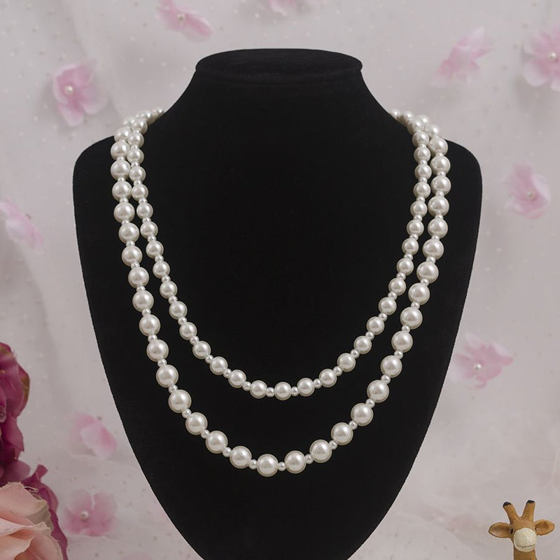 Double Layer Ivory Pearl Chain Necklace Wedding Jewelry