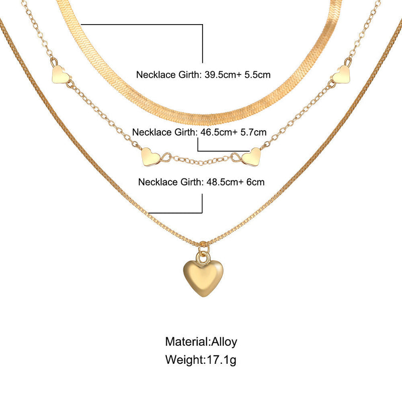 New Fashion Heart Triple Layers Pendant Necklace