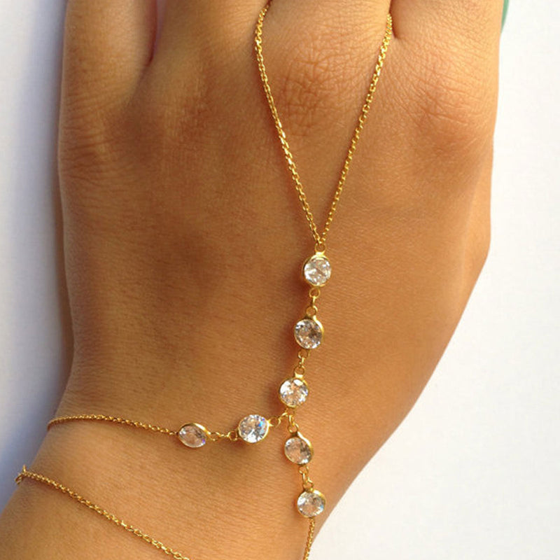 BlingBling Zircon Stone Finger Chain Bracelet