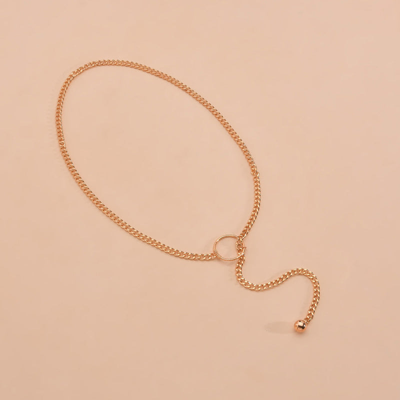 Drop Tassel Choker Necklace Long Thin Chain