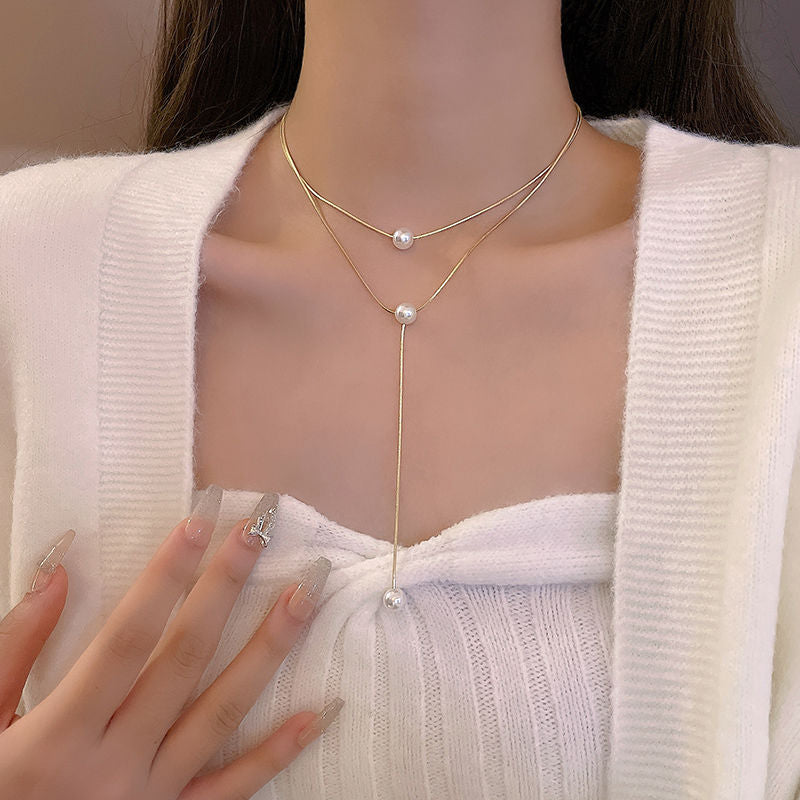 Double Layers Simple Clavicle Necklace