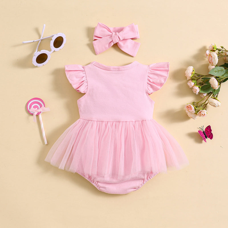 Sweet Flounced Sleeve Fluffy Mesh Dress Two-piece Set