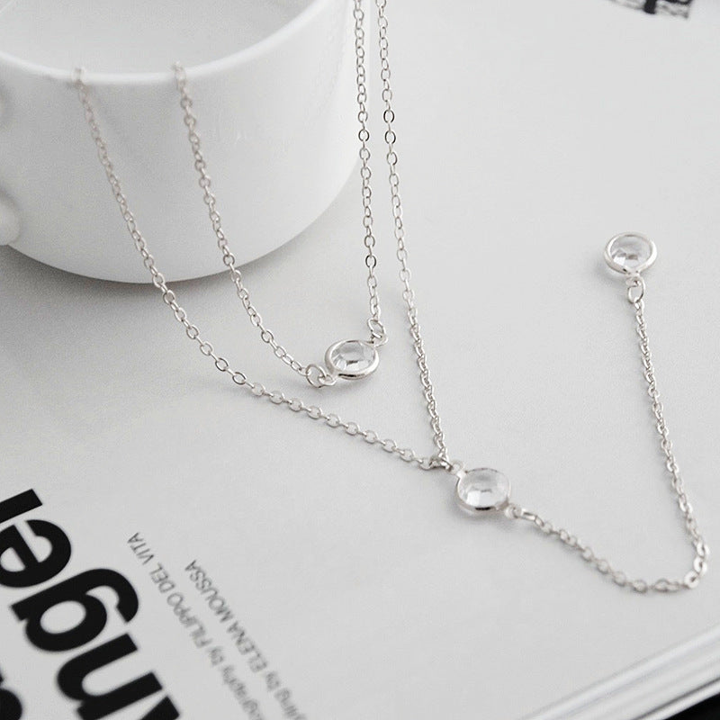 Double-Layered Tassels Necklace Elegant Women Crystal