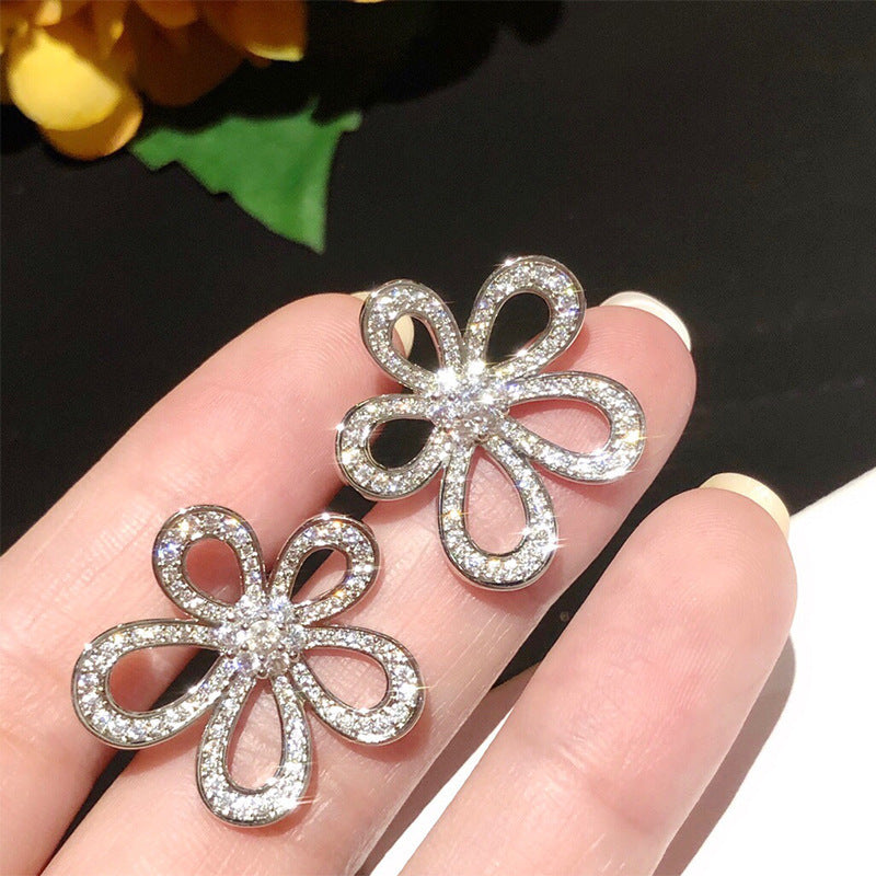 Rhinestone Sunflower Stud Earrings