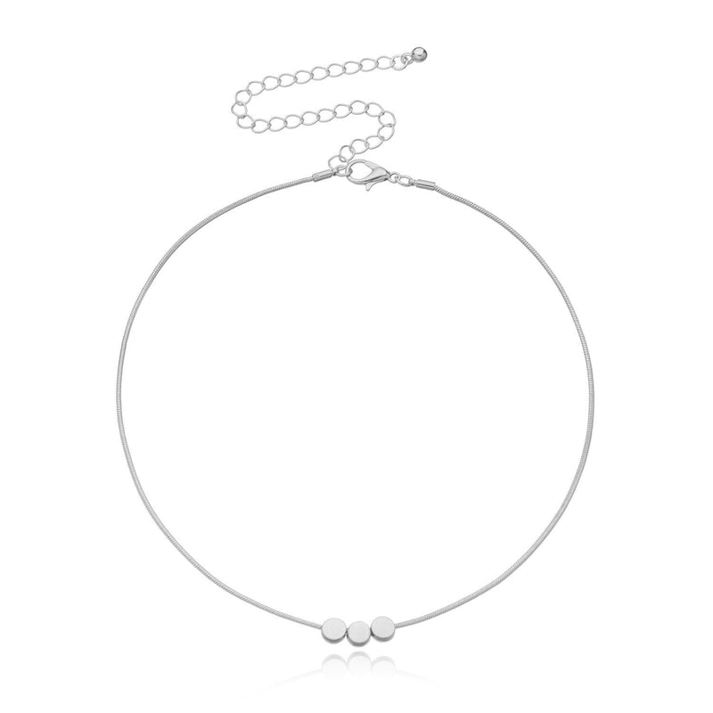Round Disc Charms Choker Necklace