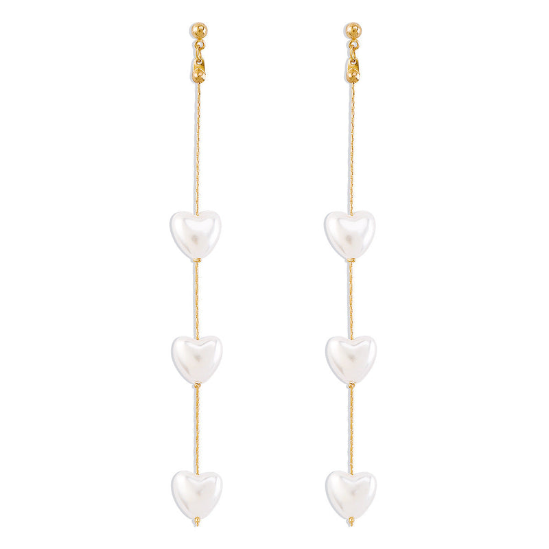 Heart Pearl Tassel Earring