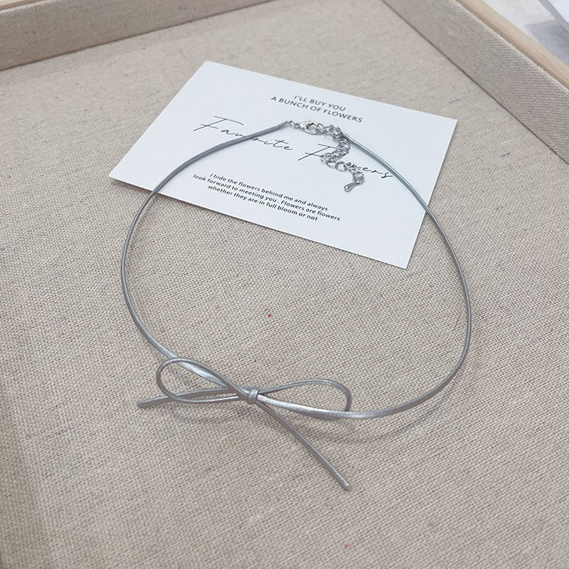 Beaded BowKnot Necklace Lovely Pearl Chokers Necklace