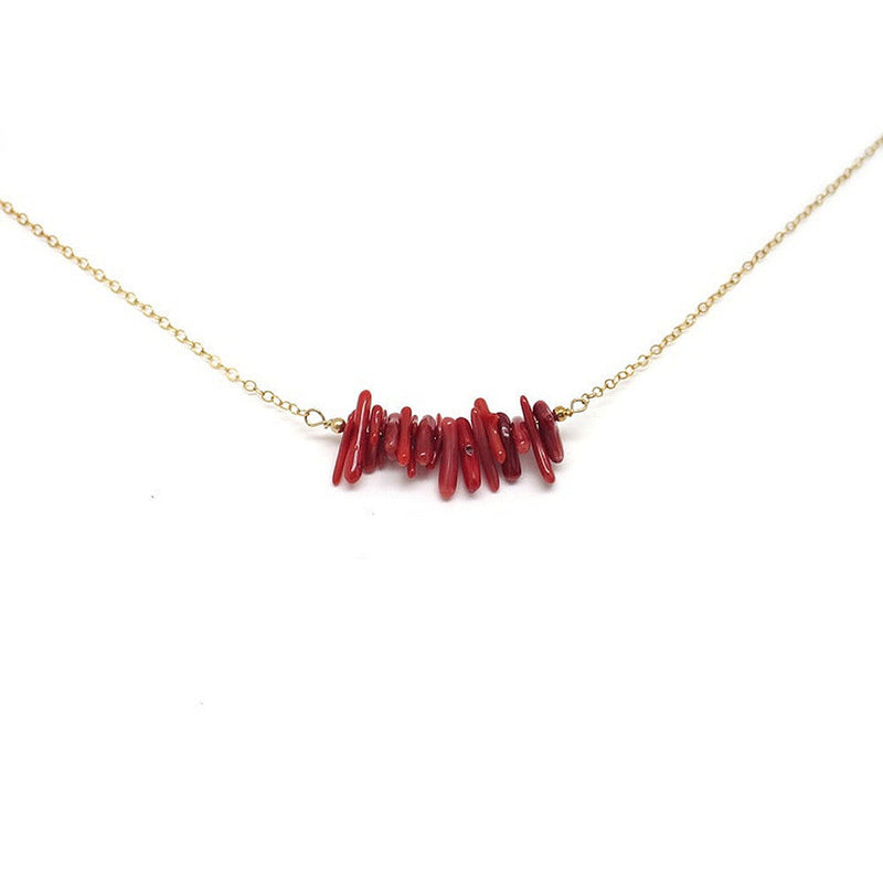 Red Coral Stone Lucky Necklace