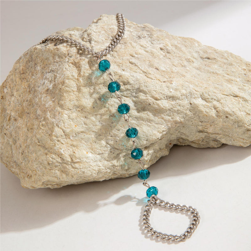 Shiny Crystal Bead Toe Ring Bracelet Anklet Jewelry