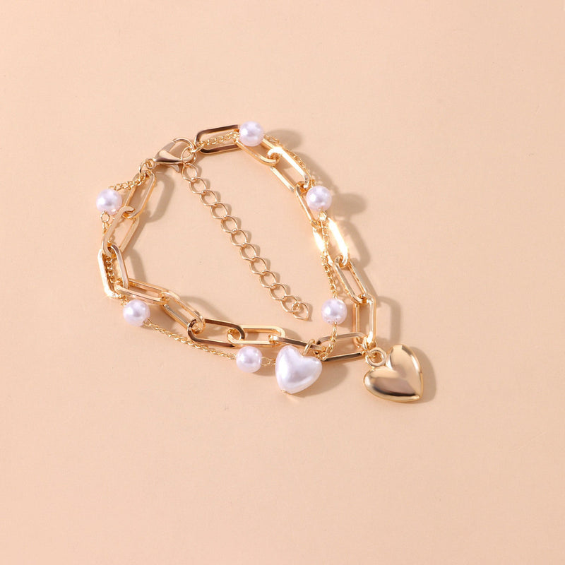 Mini Summer Pearl Bracelets Heart Charm