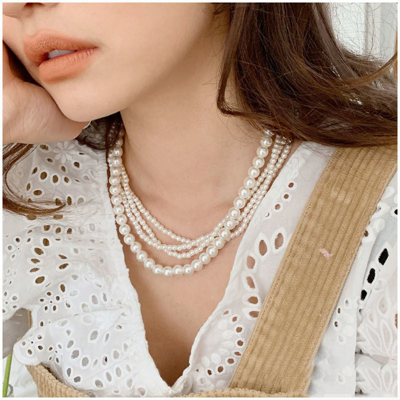 Handmade Beaded Necklace Jewelry Round Pearl Necklace