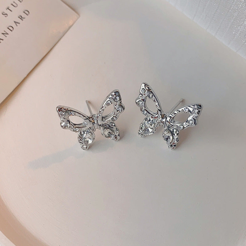 Crystal Stone Butterfly Stud Earring for Women