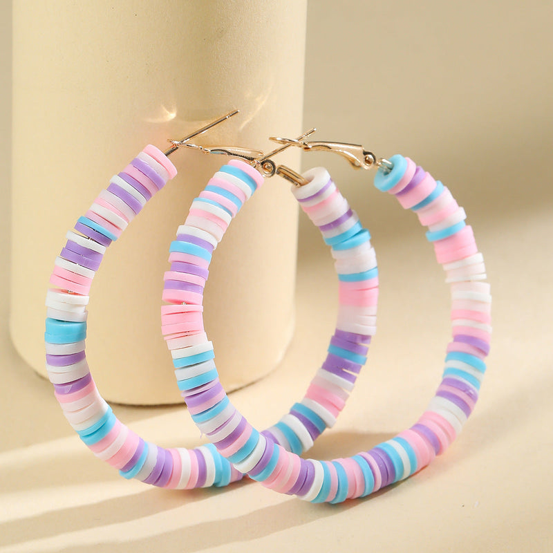 Bohemian Circle Hoop Polymer Clay Earrings