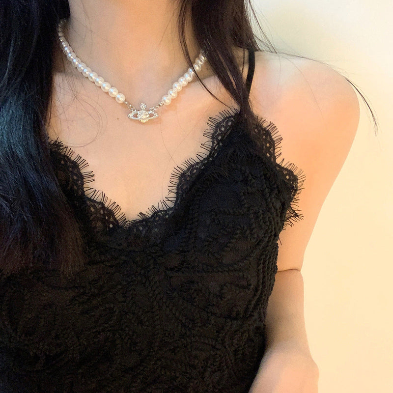 Dowager Saturn Pearl Necklace