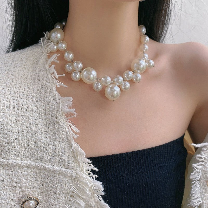 Exaggerated Bride Jewelry Elegant Necklace Women Customer Big Large Beaded Pearl Necklace