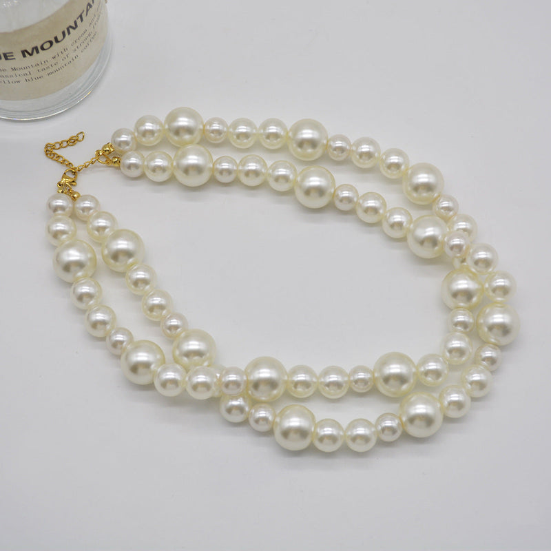 Boho Exaggerate Imitation Pearl Beaded Necklace Choker Women