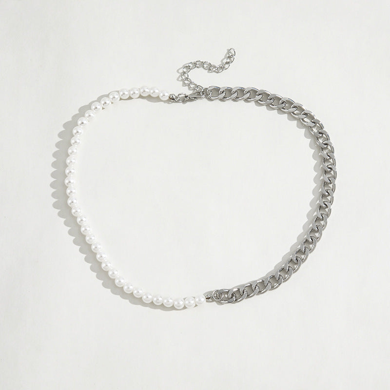 Elegant Chain Choker Necklace Fashion White Pearl