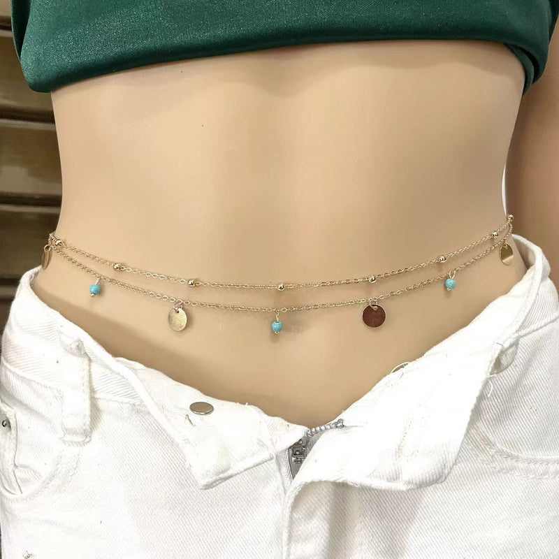 Holiday Turquoise Sequins Pendant Waist Chain