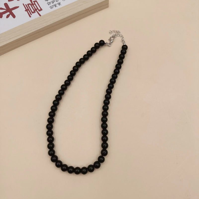 Red Black Glass Beaded Necklace for Women