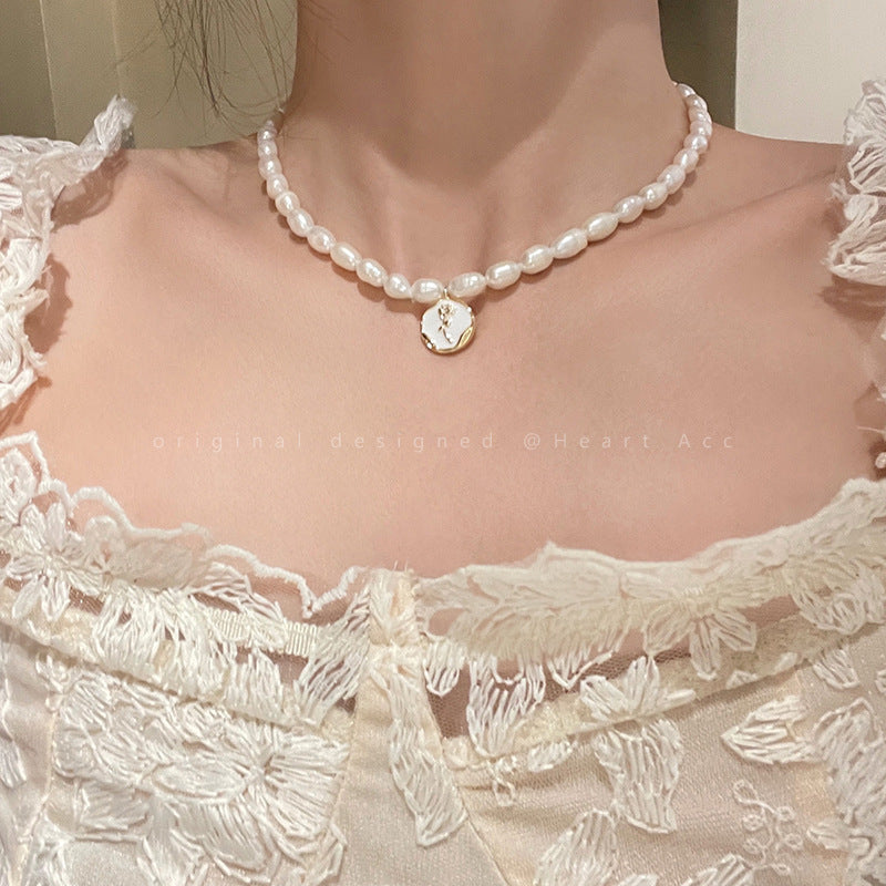 French Rose Pearl Necklace