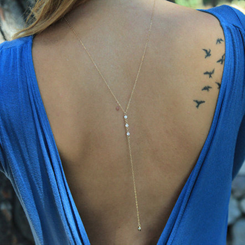 Sexy Style Crystal Back Chain Necklace