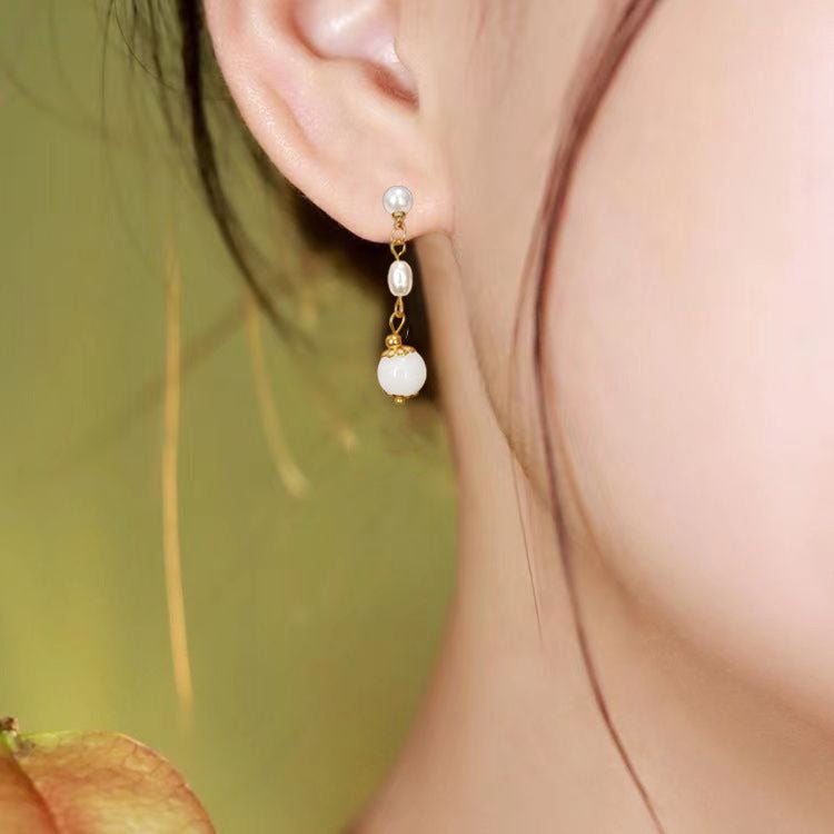Pearl Simple Long Earrings