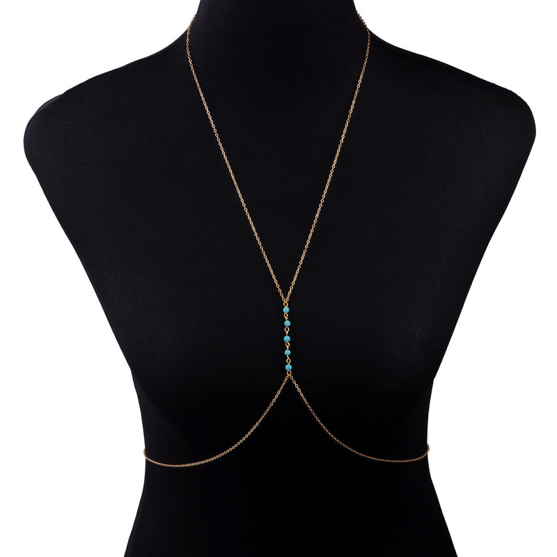 Sexy Turquoise Chest Sexy Body Chain for Woman
