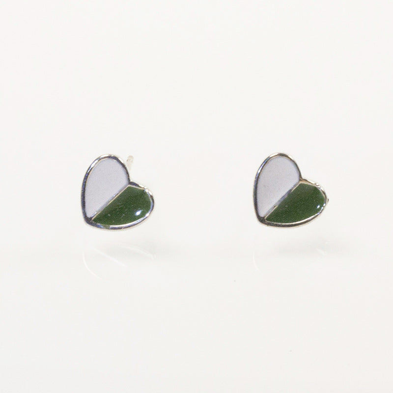 Double Enamel Heart Stud Earrings