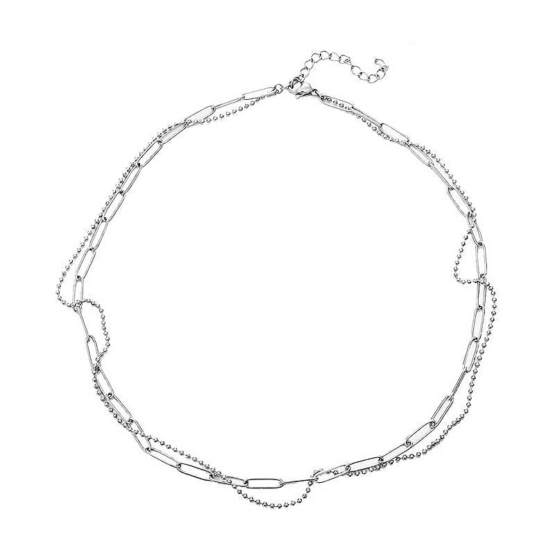 Layered Paper Clip Chain Necklaces for Women