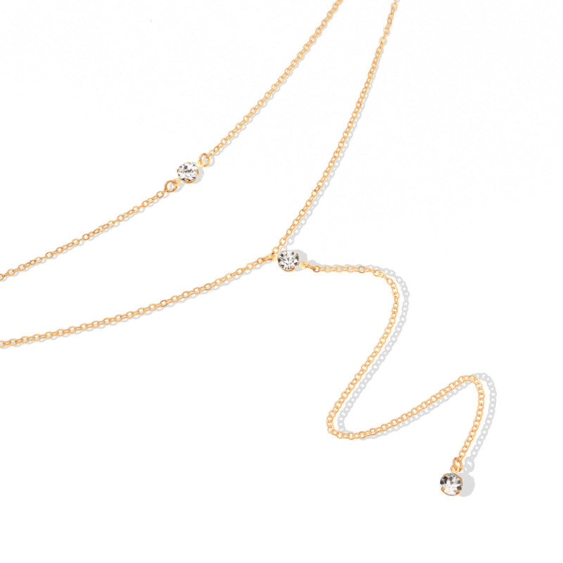 White Crystal Chain Necklace for Women