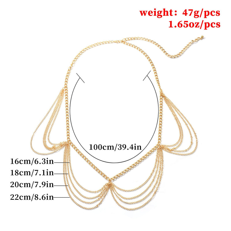 Sexy Beach Bikini Thin Belly Chain Simple Geometric Exaggerated Fringe Waist Chain Jewelry