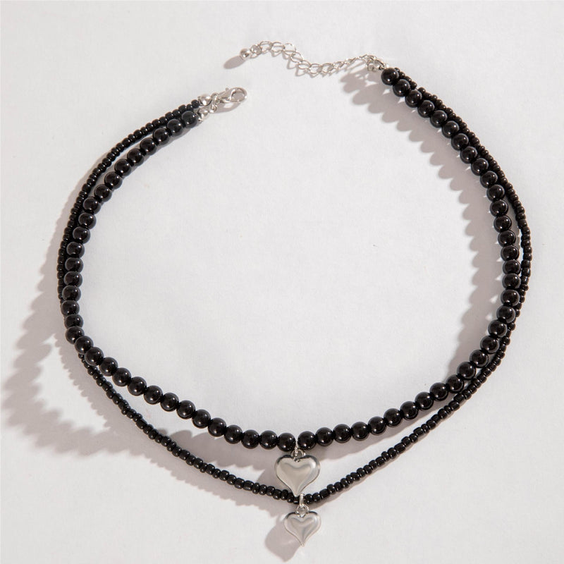 Heart Pendant Black Short Choker Necklaces