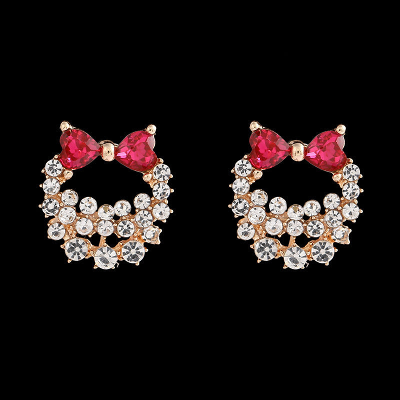 Colorful Rhinestone Bow Earrings