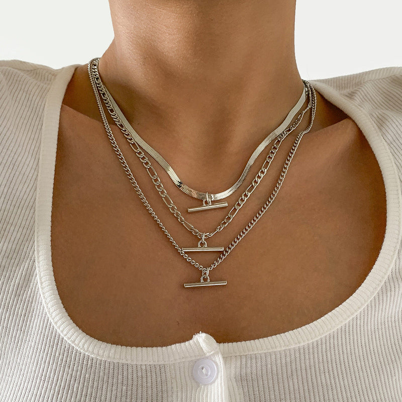 T Bar Necklace Multilayer Simple Layered Necklace