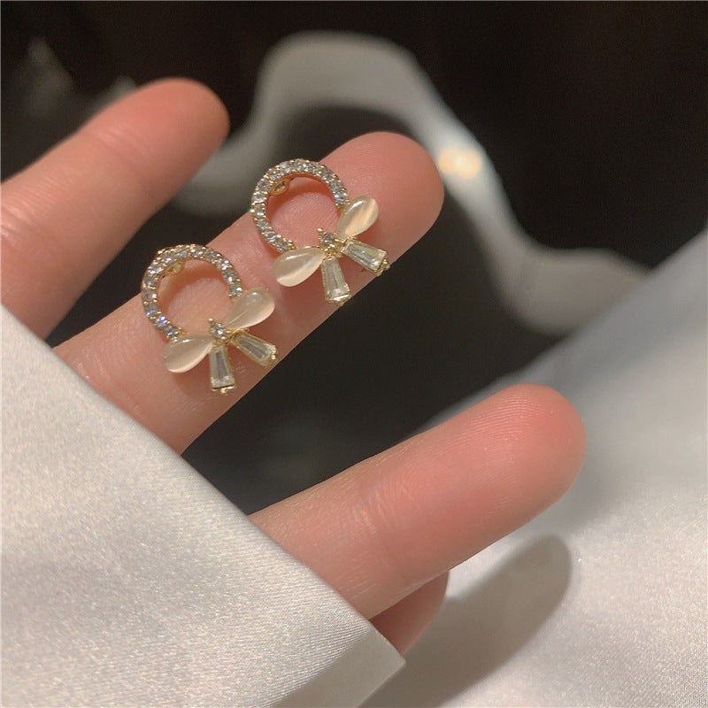 White Flower Opal Stone Earrings
