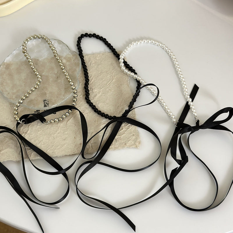 Long Bow Collarbone Chain Necklace DIY Lace up