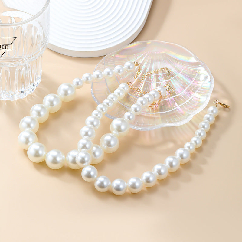 Women Elegant Double Layered Baroque Pearl Choker Necklace