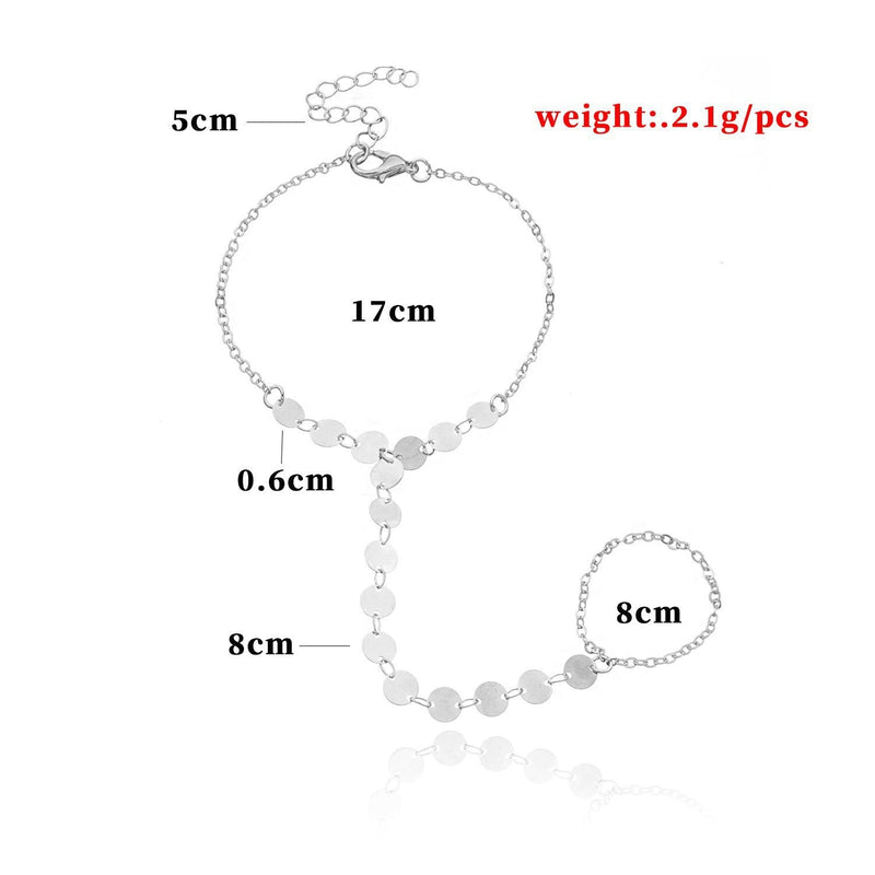 Geometric Sequined Metal Finger Ring Bracelet