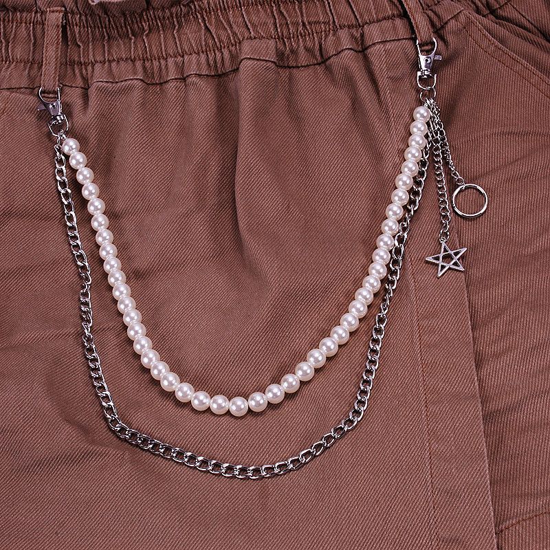 Punk Butterfly Pearl Pants Chains Hip-hop Pants Chain