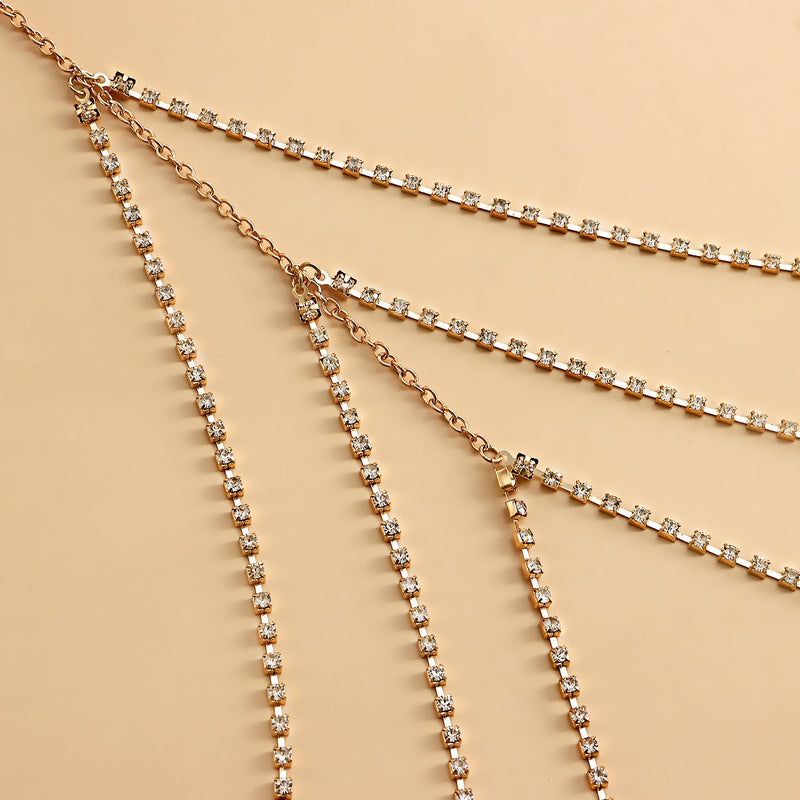 Bohemia Simple Gold Multi Layer Rhinestone Leg Chain