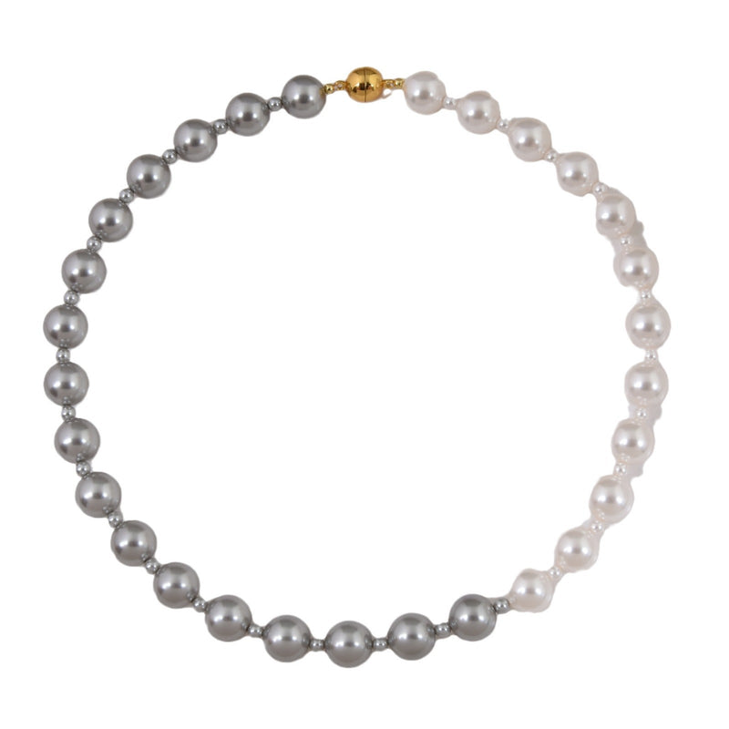 White Grey Pearls Beaded Necklace