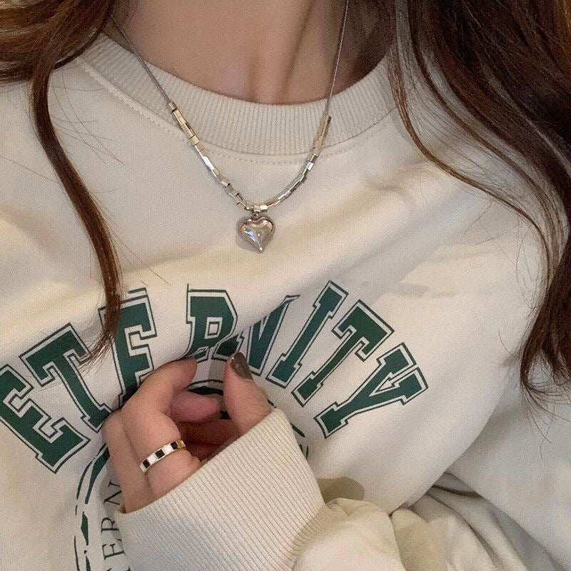 Sweat shirt Chain Heart Pendant Necklace