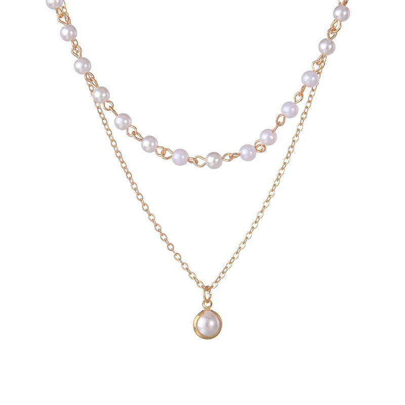 Chain Pearl Necklace for Women Baroque Metal