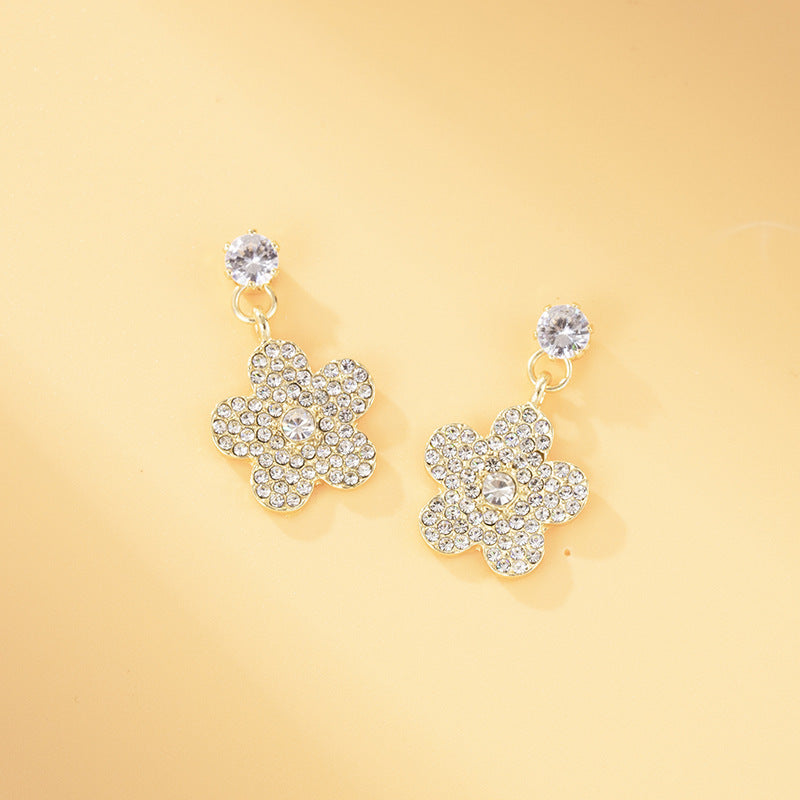 Full Rhinestone Flower Earring