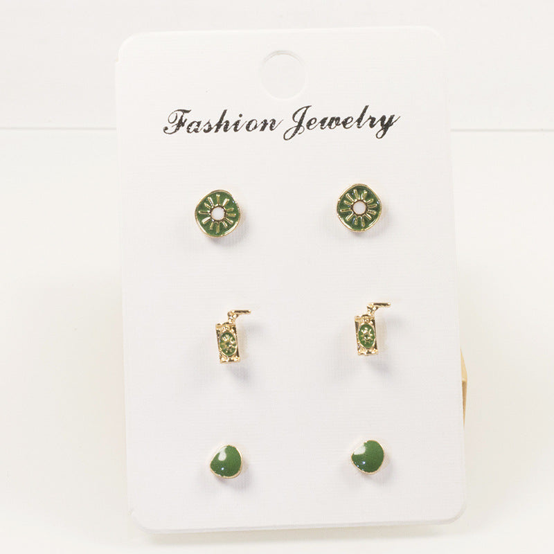Summer cocktail Kiwi stud earrings set