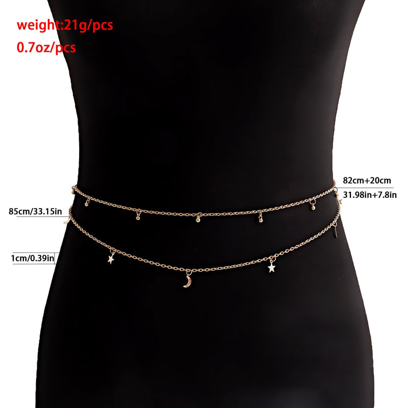 Beach Fashion Belly Chain Moon Body Jewelry Star Tassel Waist Chains