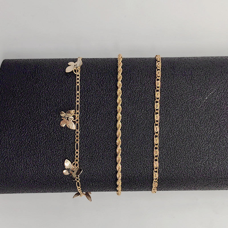 Layered Butterfly Twists Chain Anklet Jewelry