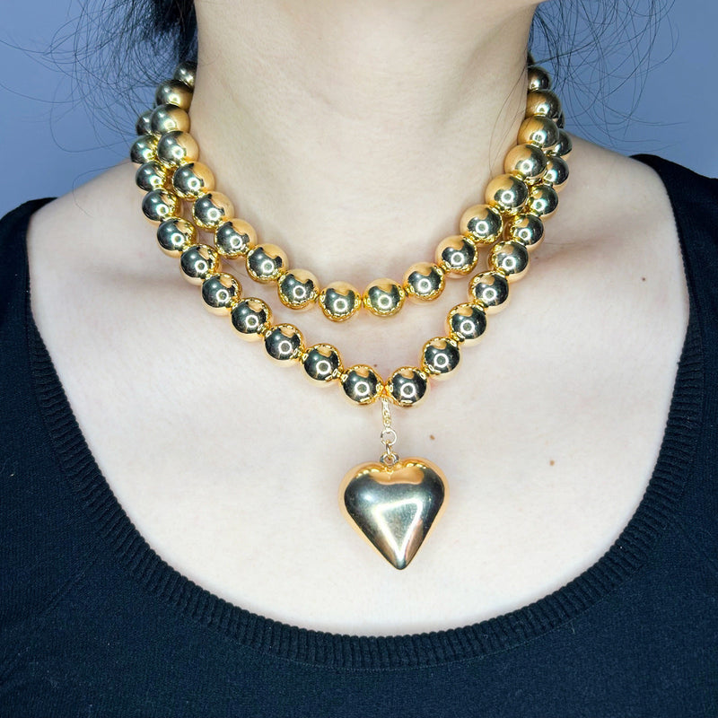 Chunky Heart Shape Exaggerated Big Beads Choker Necklace